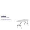 Flash Furniture Rectangle Folding Table, 30" W, 60" L, 29" H, Plastic Top, White RB-3060-GG